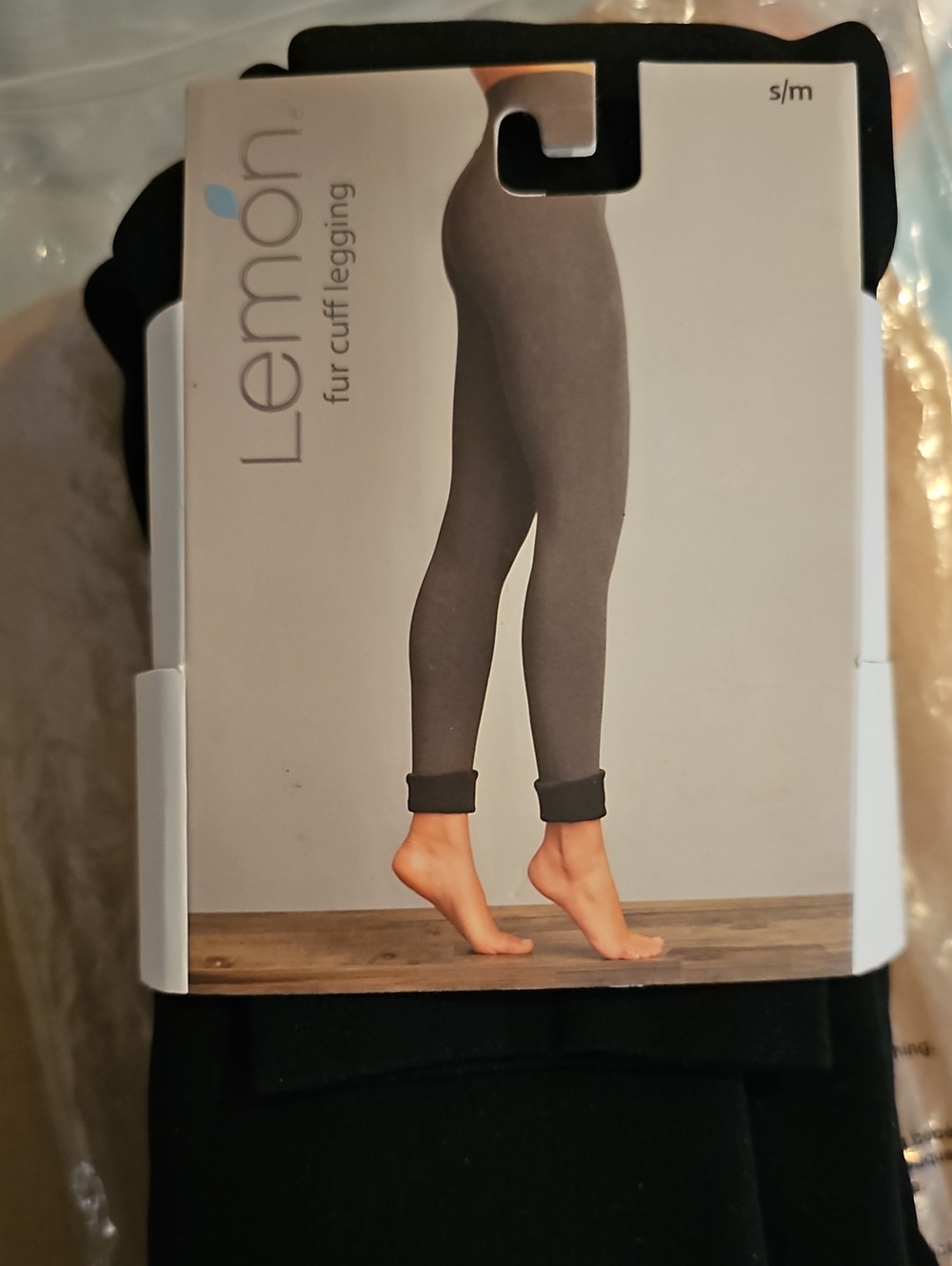 Lemon Faux Fur cuff Lined Legging Shade Black Size Small Medium New
